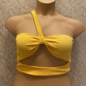 SHEIN Bright Yellow Cutout Bikini Top